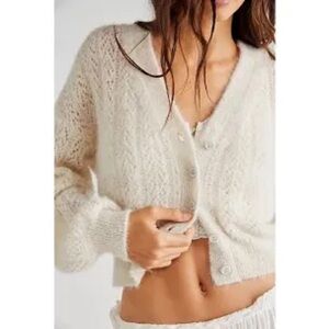 Free People Amelia Alpaca Blend Pointelle Cardigan